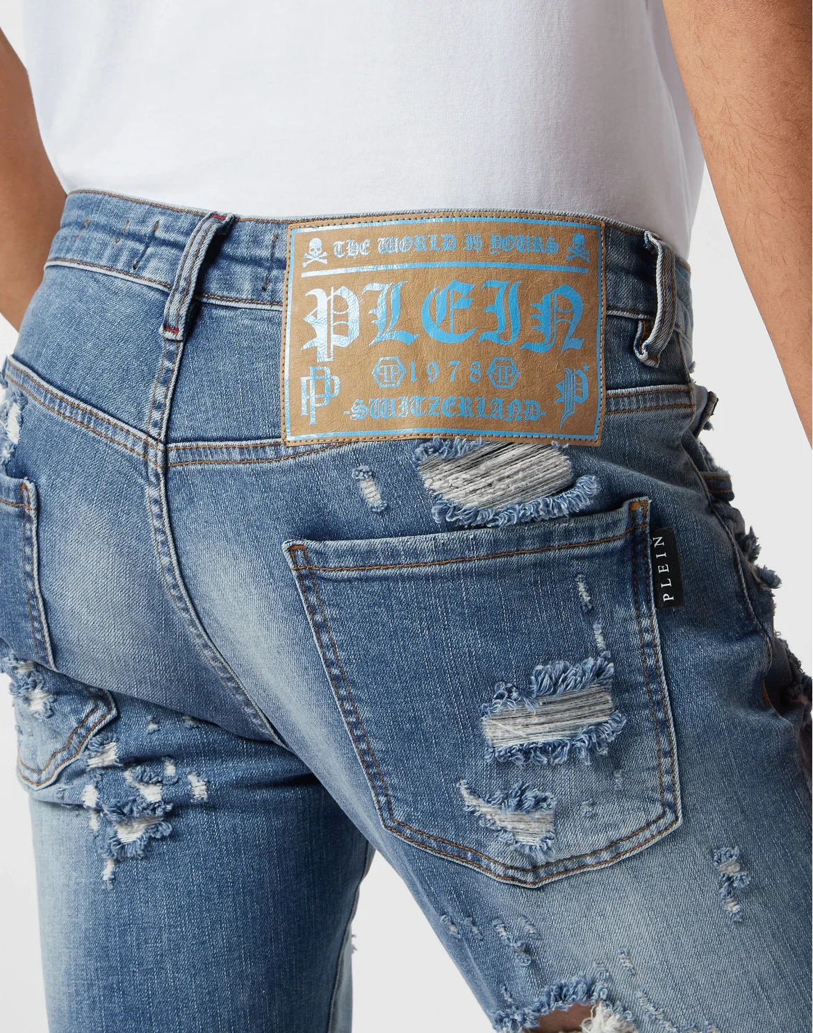 Denim Trousers Super Straight Cut Skull&Bones, цвет: Синий