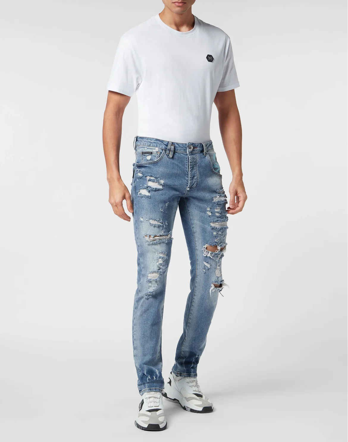 Denim Trousers Super Straight Cut Skull&Bones, цвет: Синий