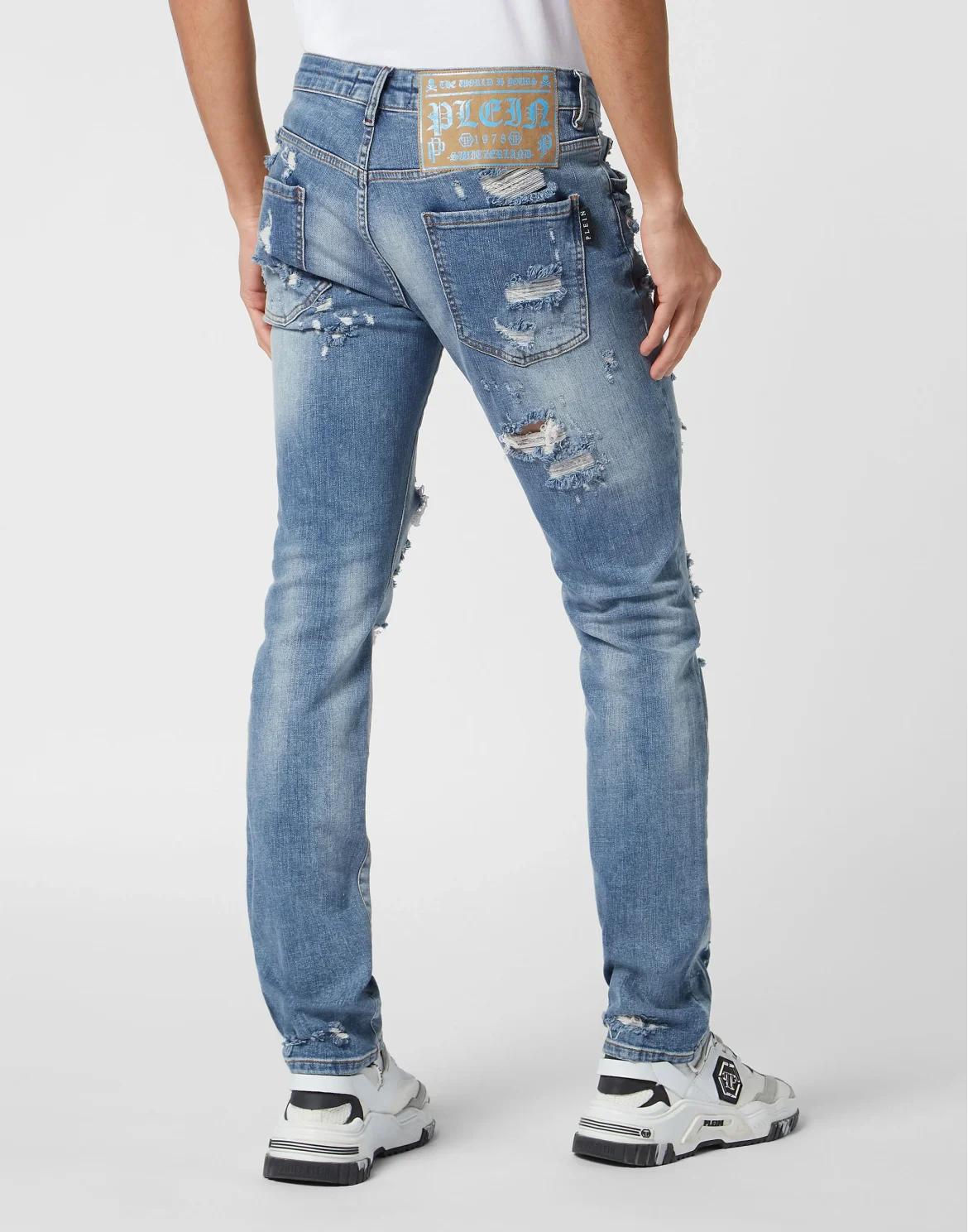 Denim Trousers Super Straight Cut Skull&Bones, цвет: Синий