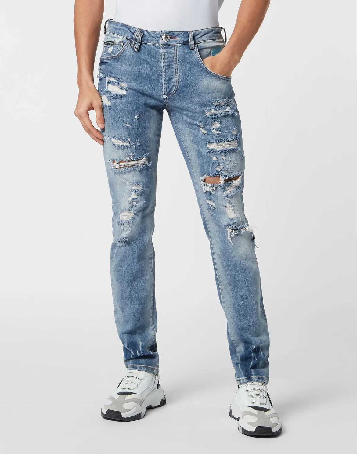 Denim Trousers Super Straight Cut Skull&Bones, цвет: Синий