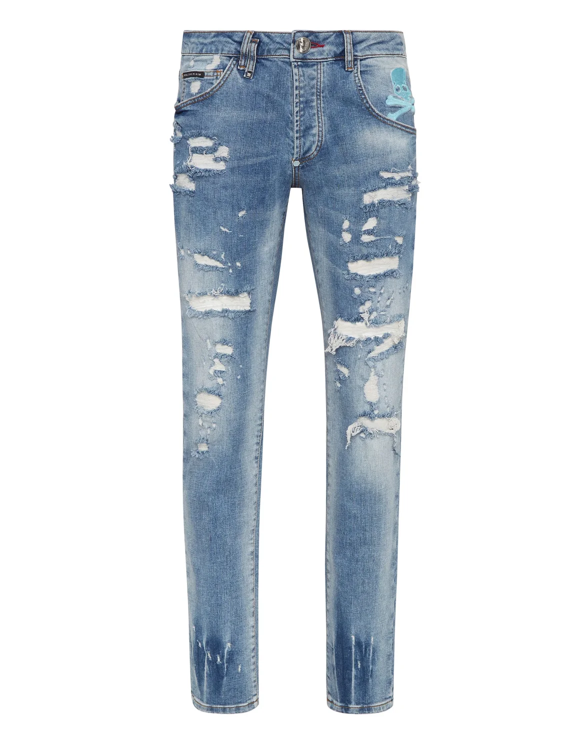 Denim Trousers Super Straight Cut Skull&Bones, цвет: Синий