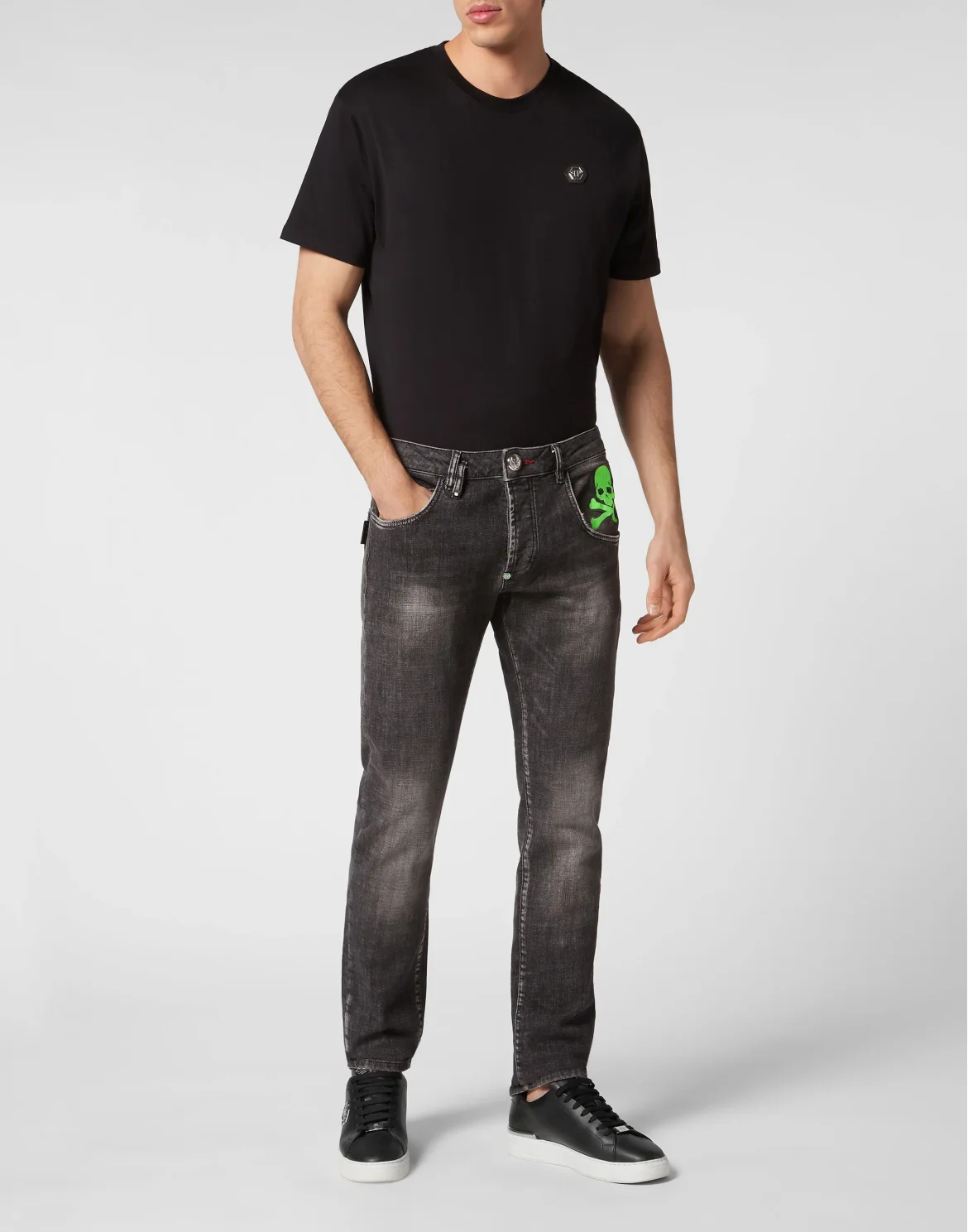 Denim Trousers Super Straight Cut Skull&Bones, цвет: Черный