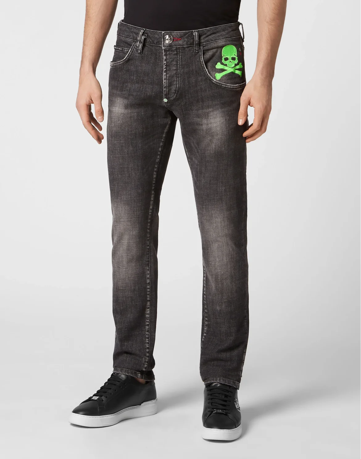 Denim Trousers Super Straight Cut Skull&Bones, цвет: Черный
