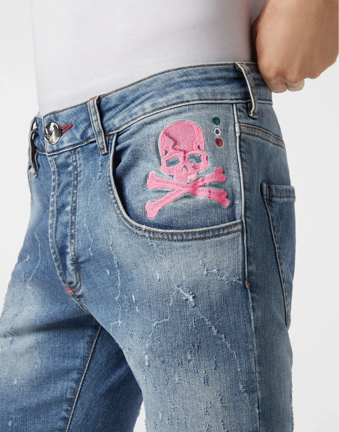 Denim Trousers Super Straight Cut Skull&Bones, цвет: Синий