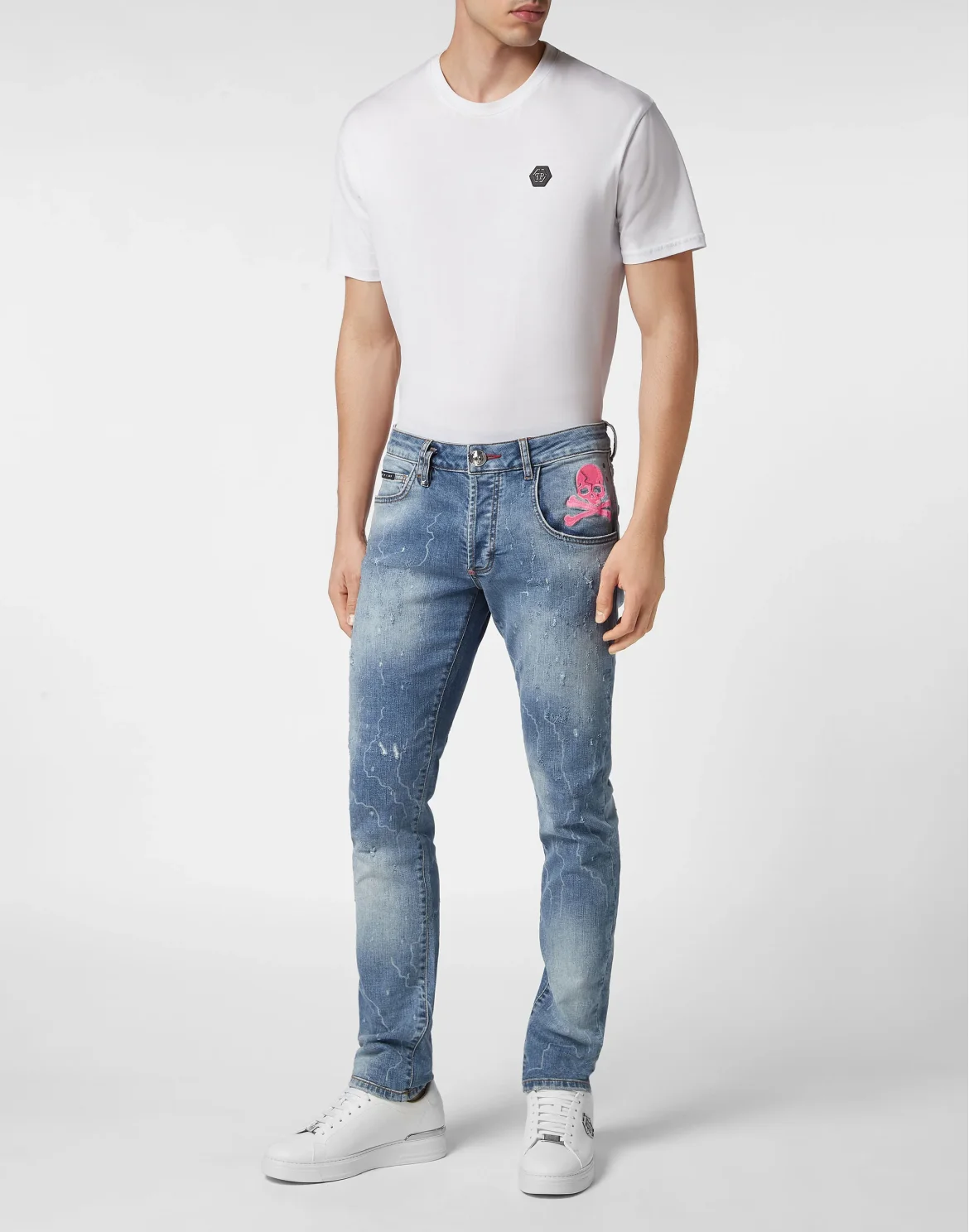 Denim Trousers Super Straight Cut Skull&Bones, цвет: Синий
