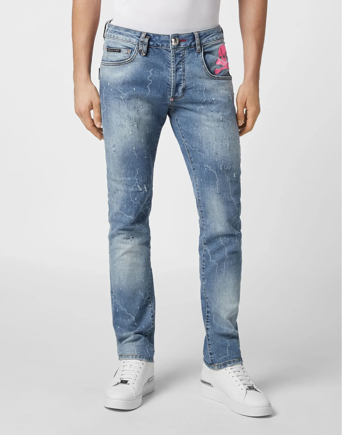 Denim Trousers Super Straight Cut Skull&Bones, цвет: Синий