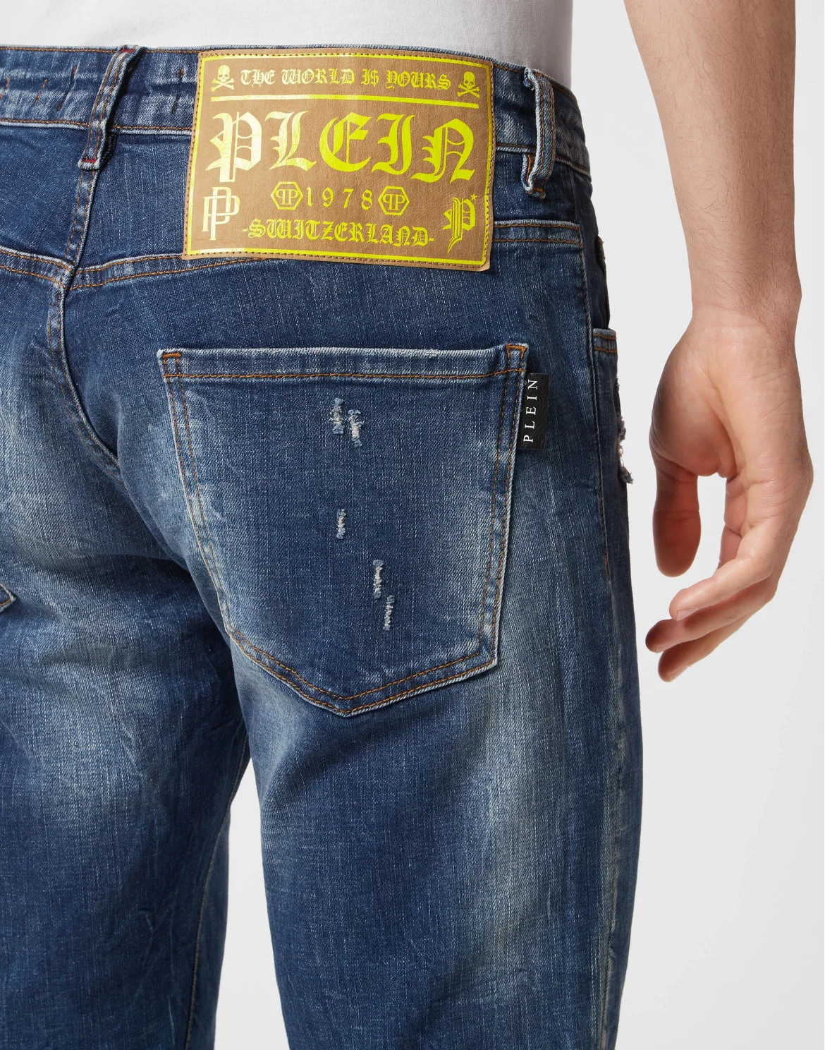 Denim Trousers Super Straight Cut Skull&Bones, цвет: Синий