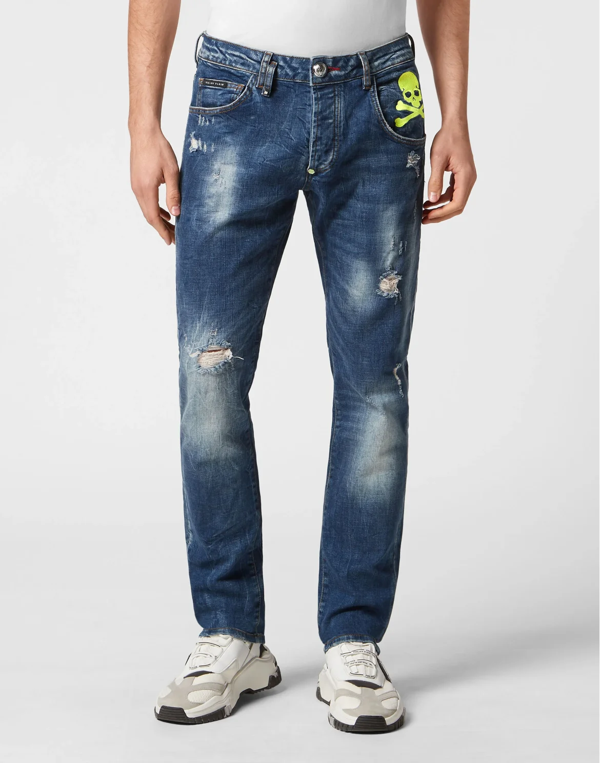 Denim Trousers Super Straight Cut Skull&Bones, цвет: Синий