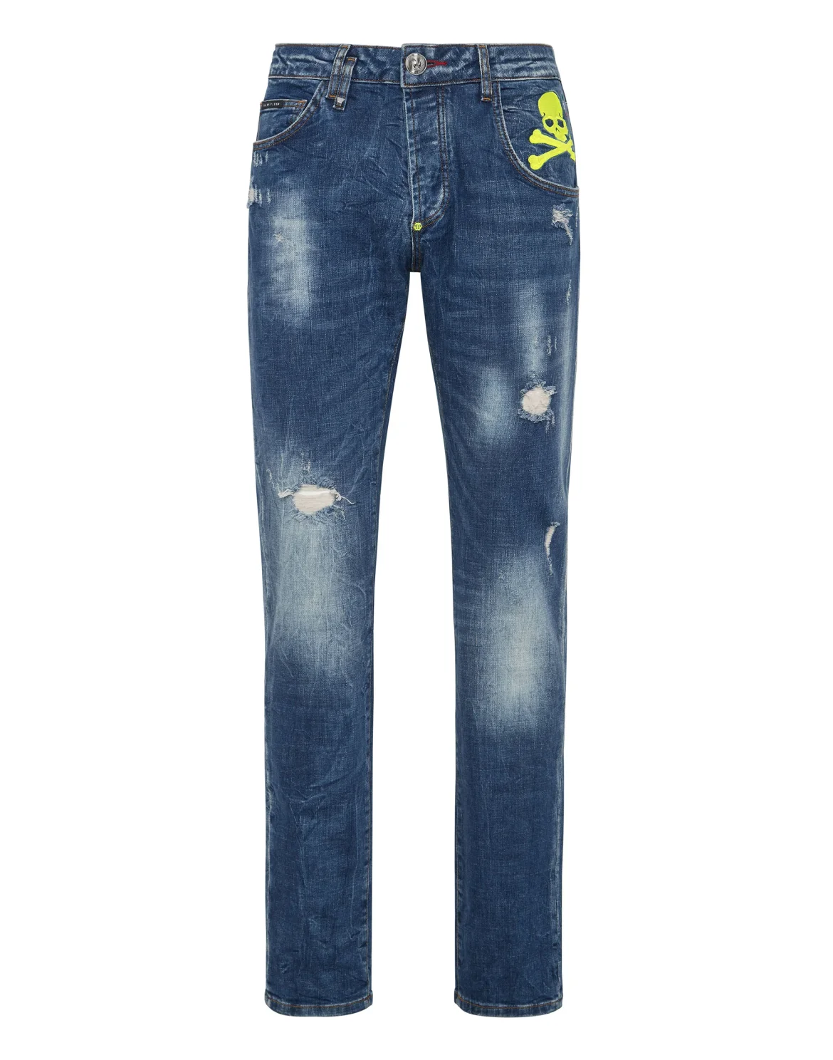 Denim Trousers Super Straight Cut Skull&Bones, цвет: Синий