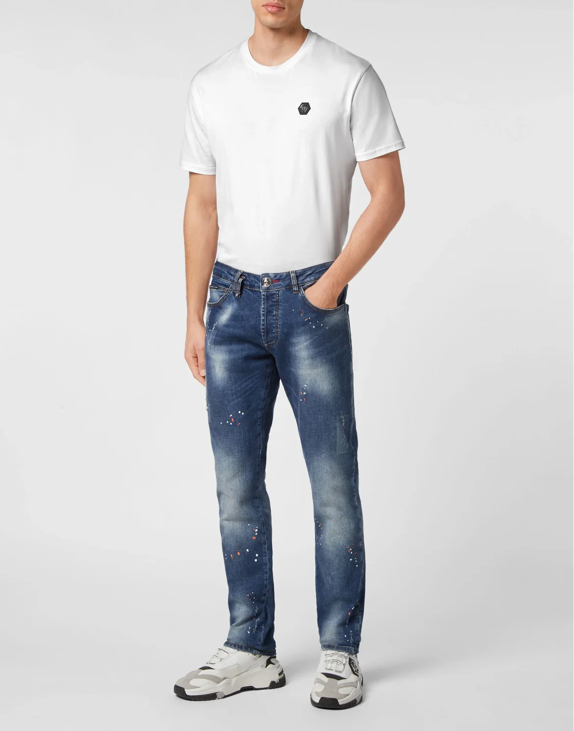 Denim Trousers Super Straight Cut Skull&Bones, цвет: Оранжевый