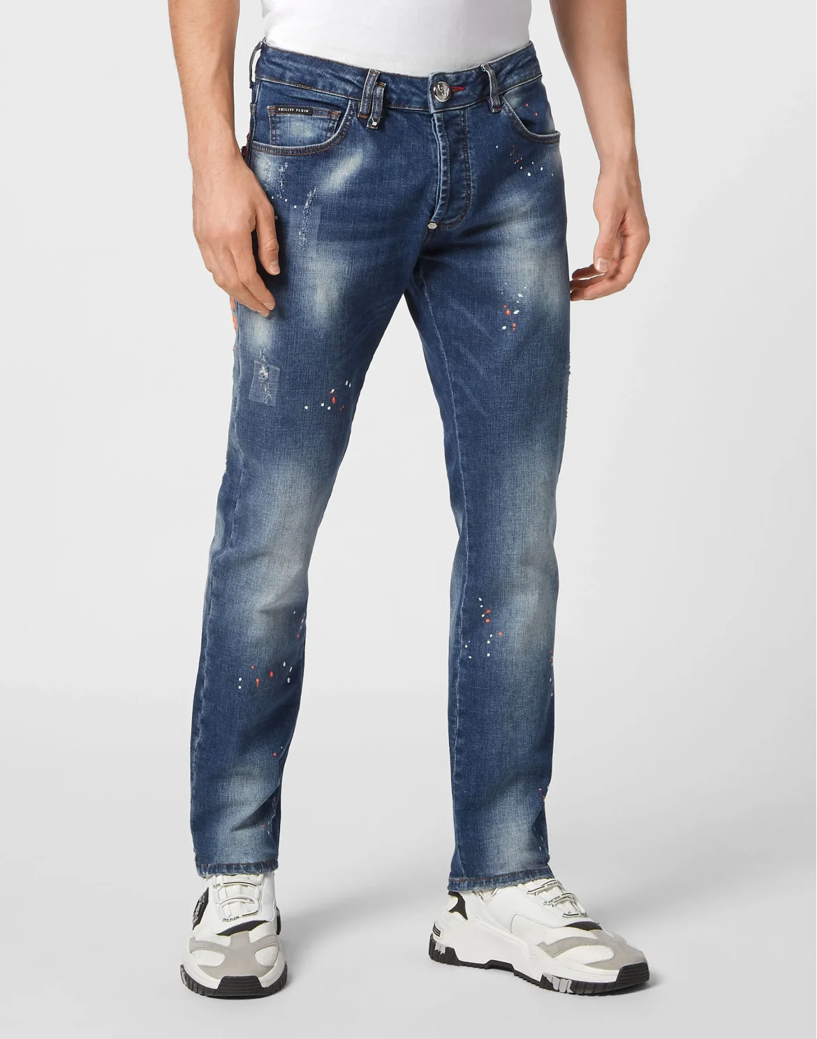 Denim Trousers Super Straight Cut Skull&Bones, цвет: Оранжевый