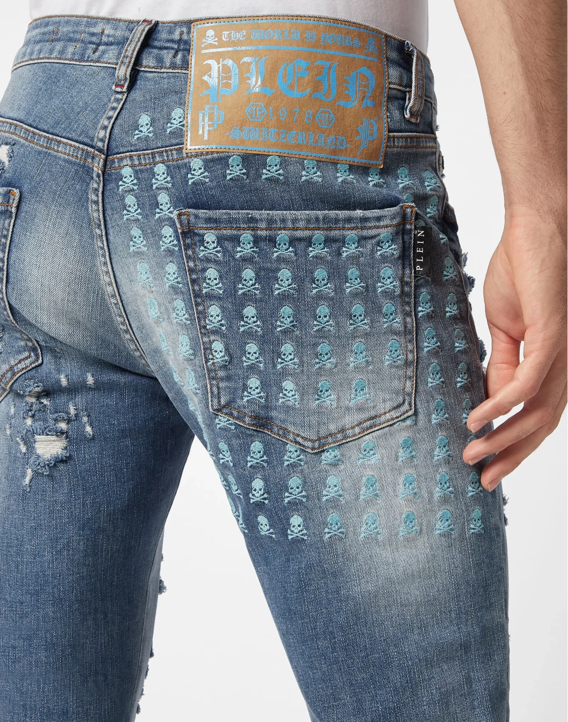 Denim Trousers Super Straight Cut Skull&Bones, цвет: Синий