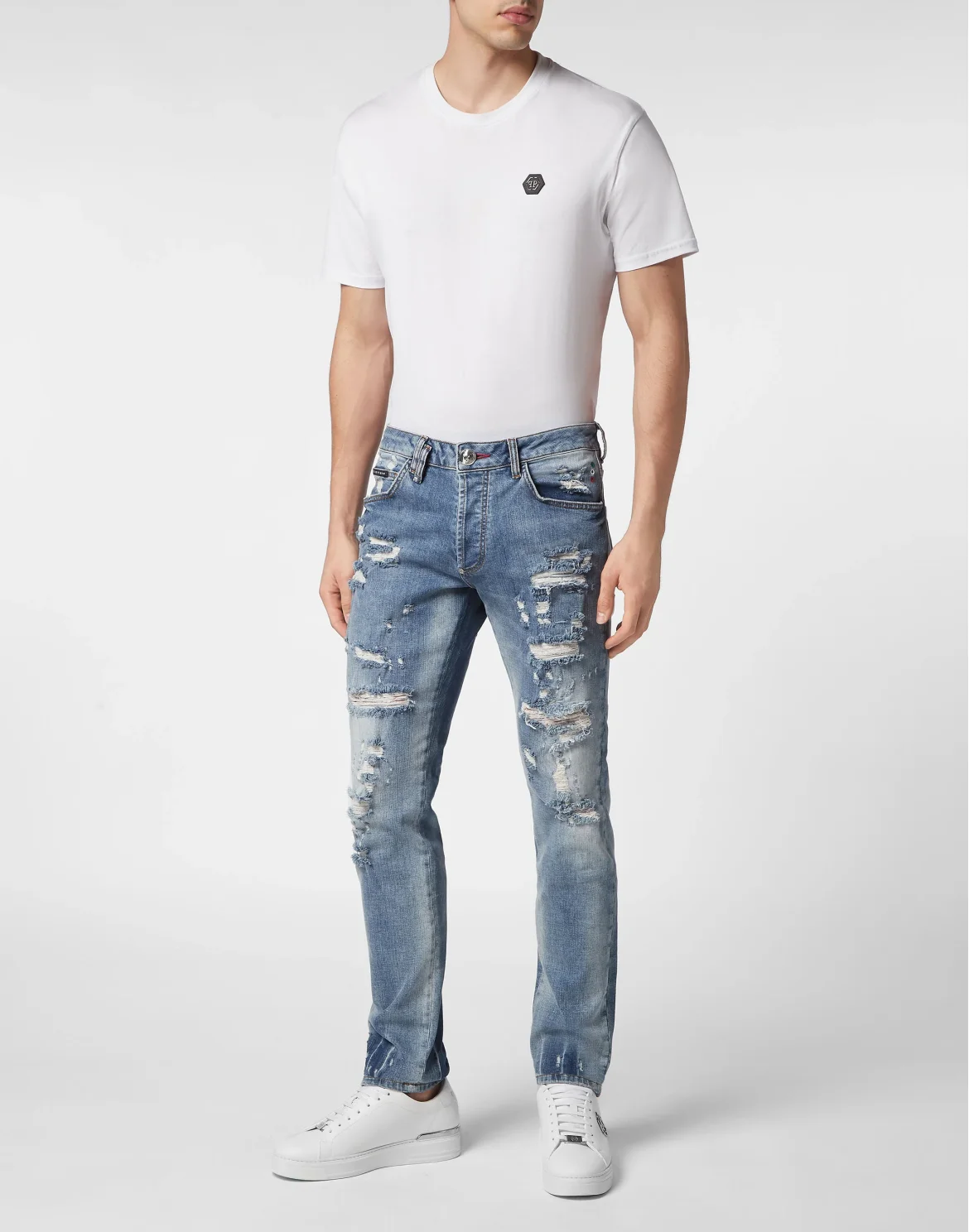 Denim Trousers Super Straight Cut Skull&Bones, цвет: Синий