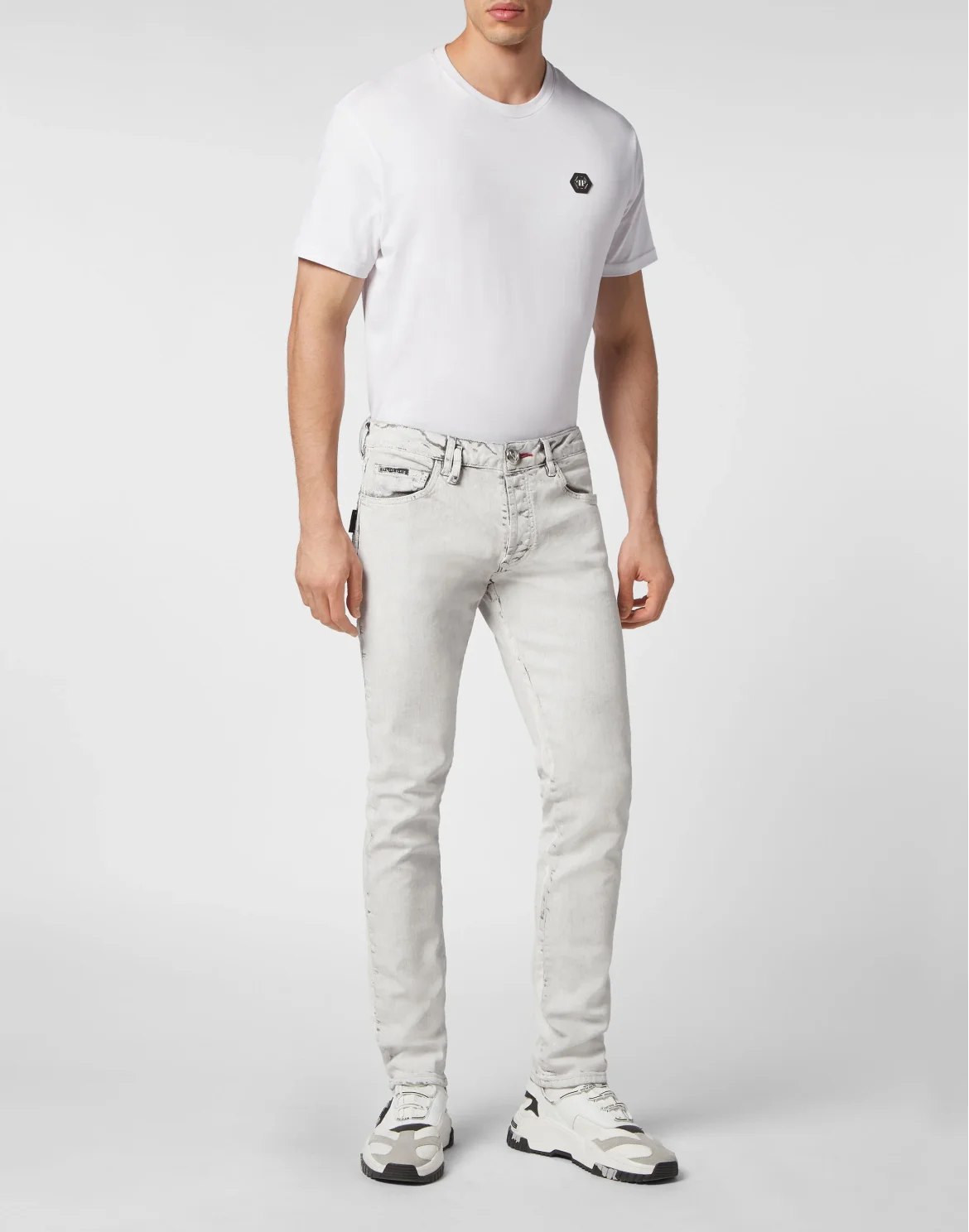 Denim Trousers Super Straight Cut Skull&Bones, цвет: Белый
