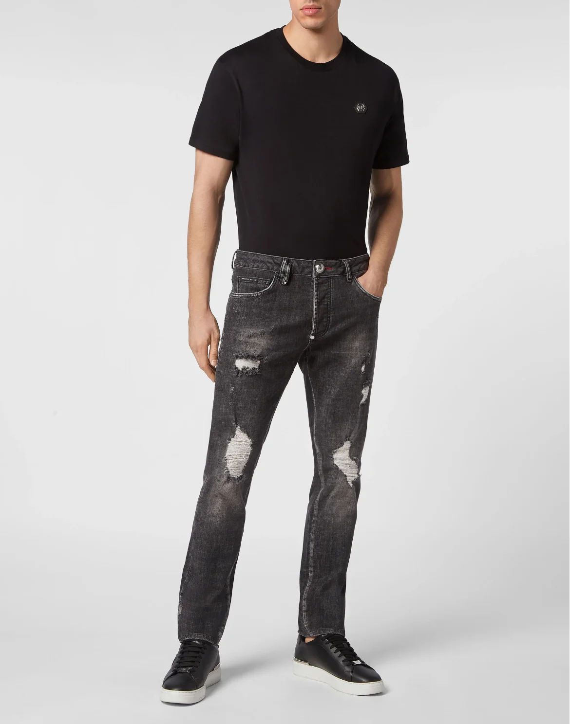 Denim Trousers Super Straight Cut Skull&Bones, цвет: Черный