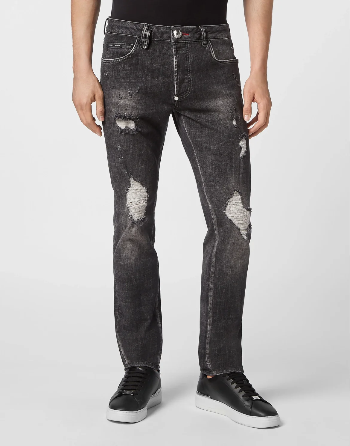 Denim Trousers Super Straight Cut Skull&Bones, цвет: Черный