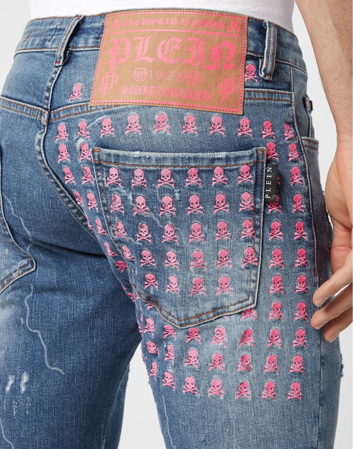 Denim Trousers Super Straight Cut Skull&Bones, цвет: Синий