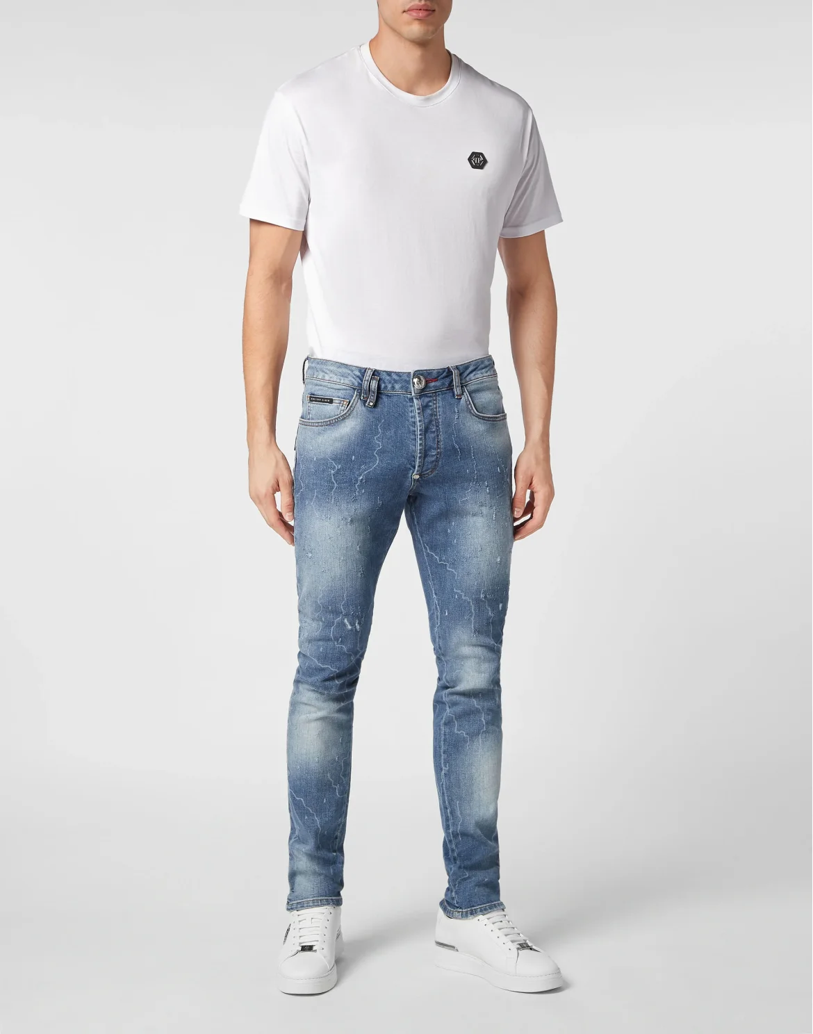 Denim Trousers Super Straight Cut Skull&Bones, цвет: Синий