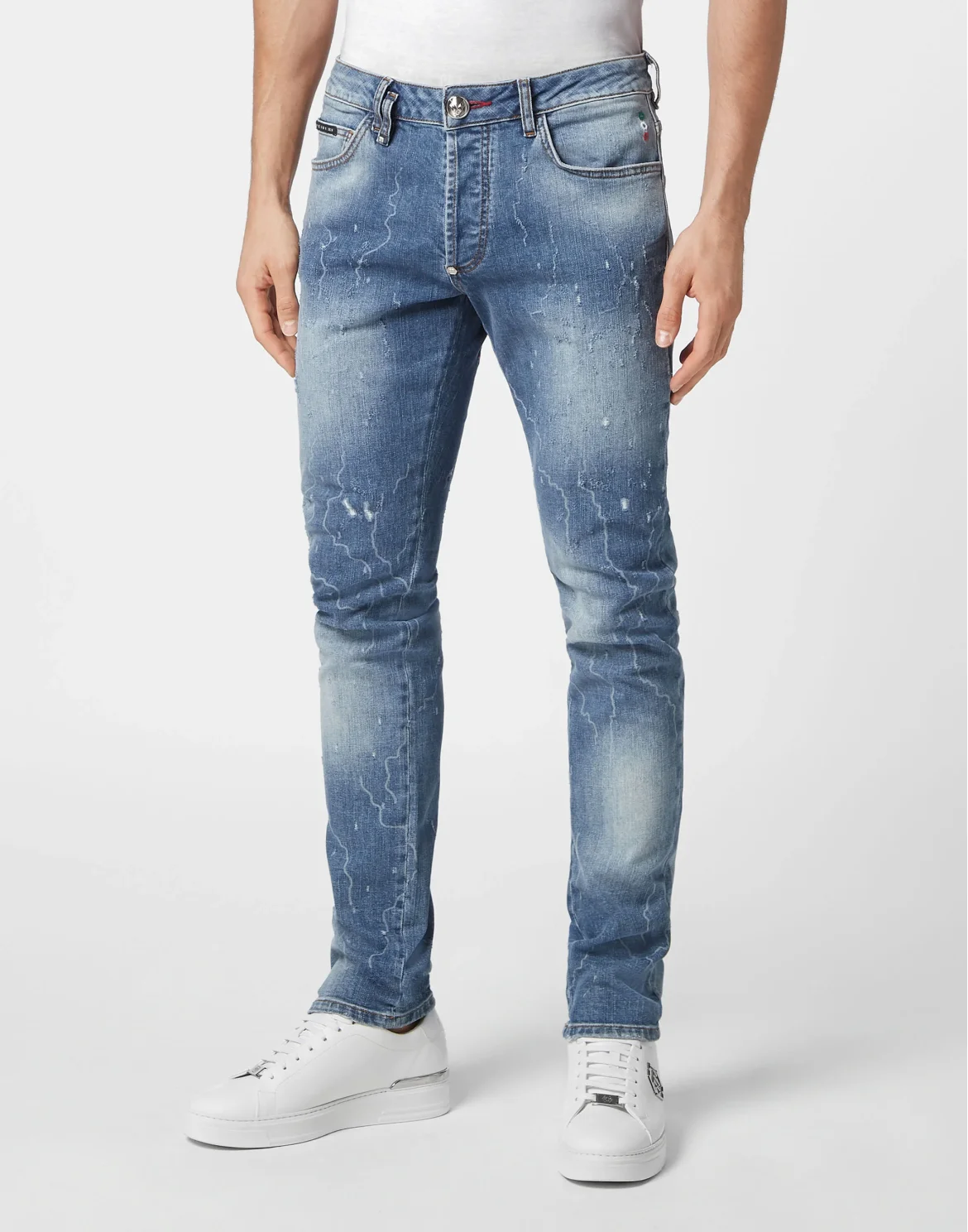 Denim Trousers Super Straight Cut Skull&Bones, цвет: Синий