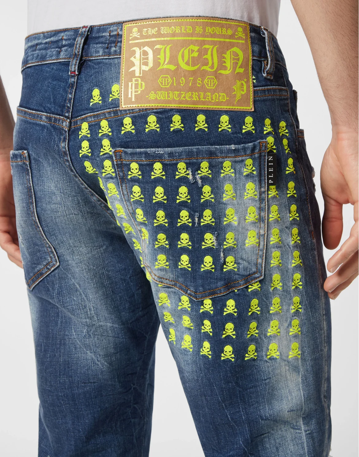 Denim Trousers Super Straight Cut Skull&Bones, цвет: Синий