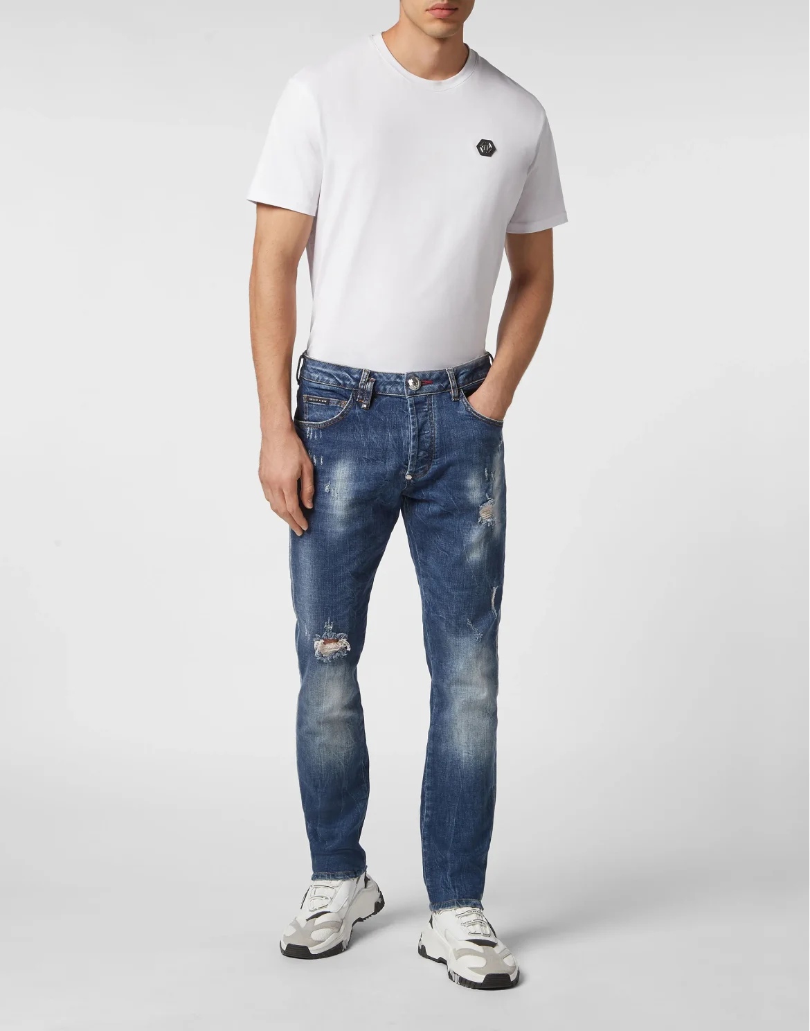 Denim Trousers Super Straight Cut Skull&Bones, цвет: Синий