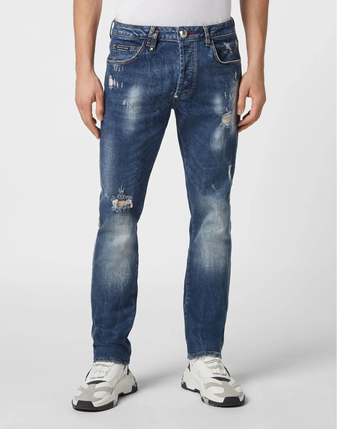 Denim Trousers Super Straight Cut Skull&Bones, цвет: Синий
