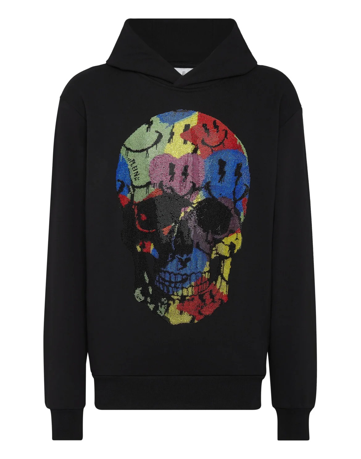 Hoodie Sweatshirt with Crystals Smile, цвет: Черный