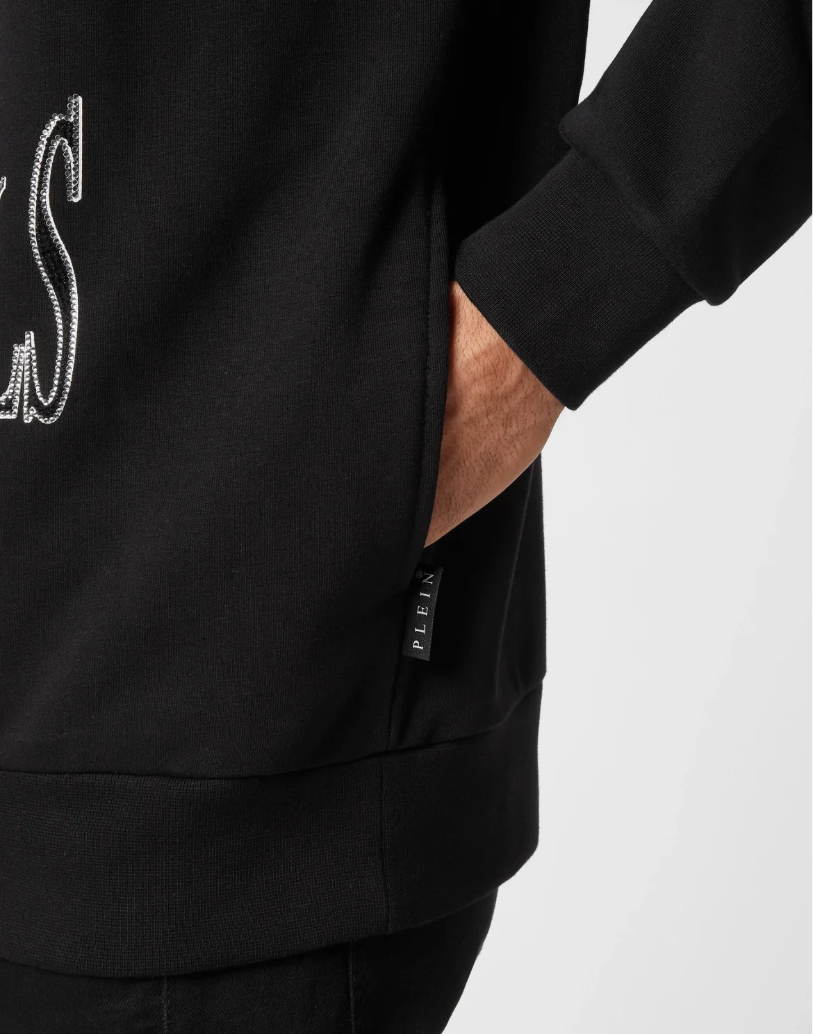Hoodie Sweatshirt with Crystals, цвет: Черный