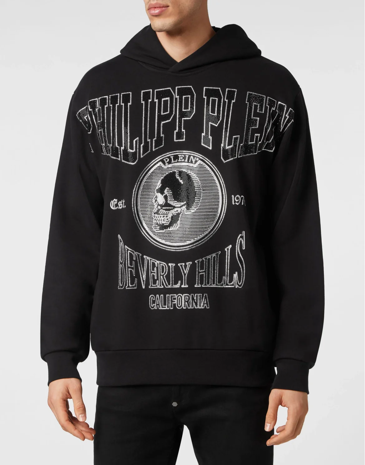 Hoodie Sweatshirt with Crystals, цвет: Черный