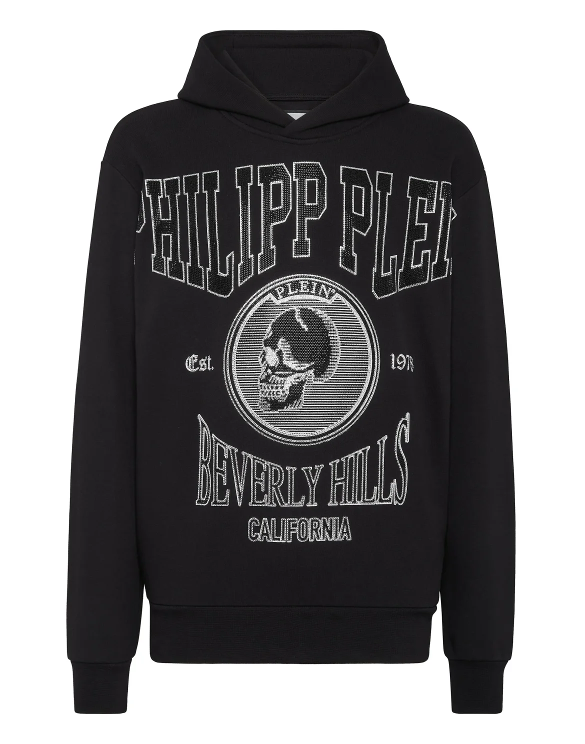 Hoodie Sweatshirt with Crystals, цвет: Черный