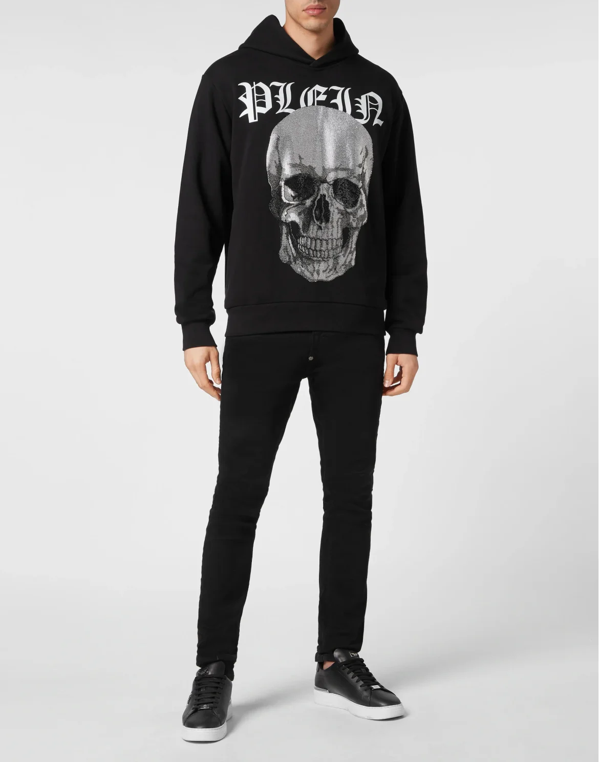 Hoodie Sweatshirt with Crystals Skull, цвет: Черный