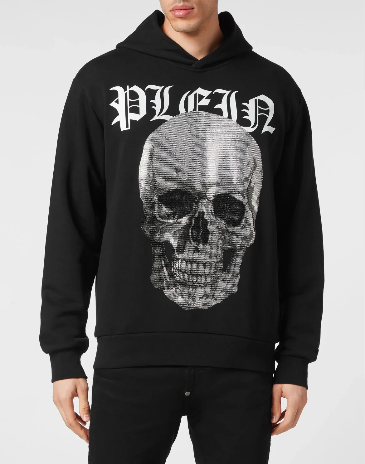 Hoodie Sweatshirt with Crystals Skull, цвет: Черный