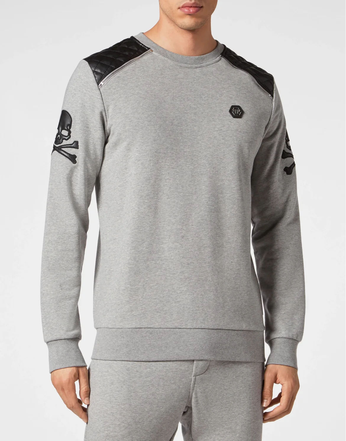 Zip Chain Sweatshirt LS Gothic Plein, цвет: Серый