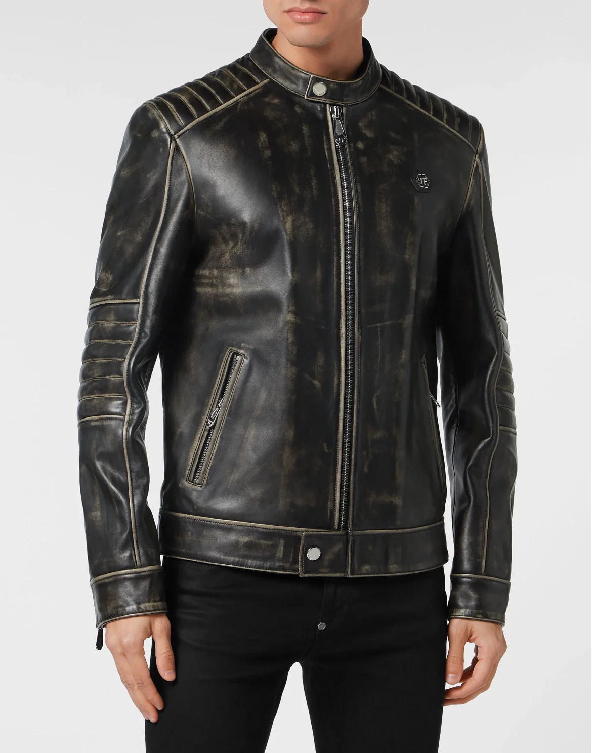 Leather Motor Jacket, цвет: Черный