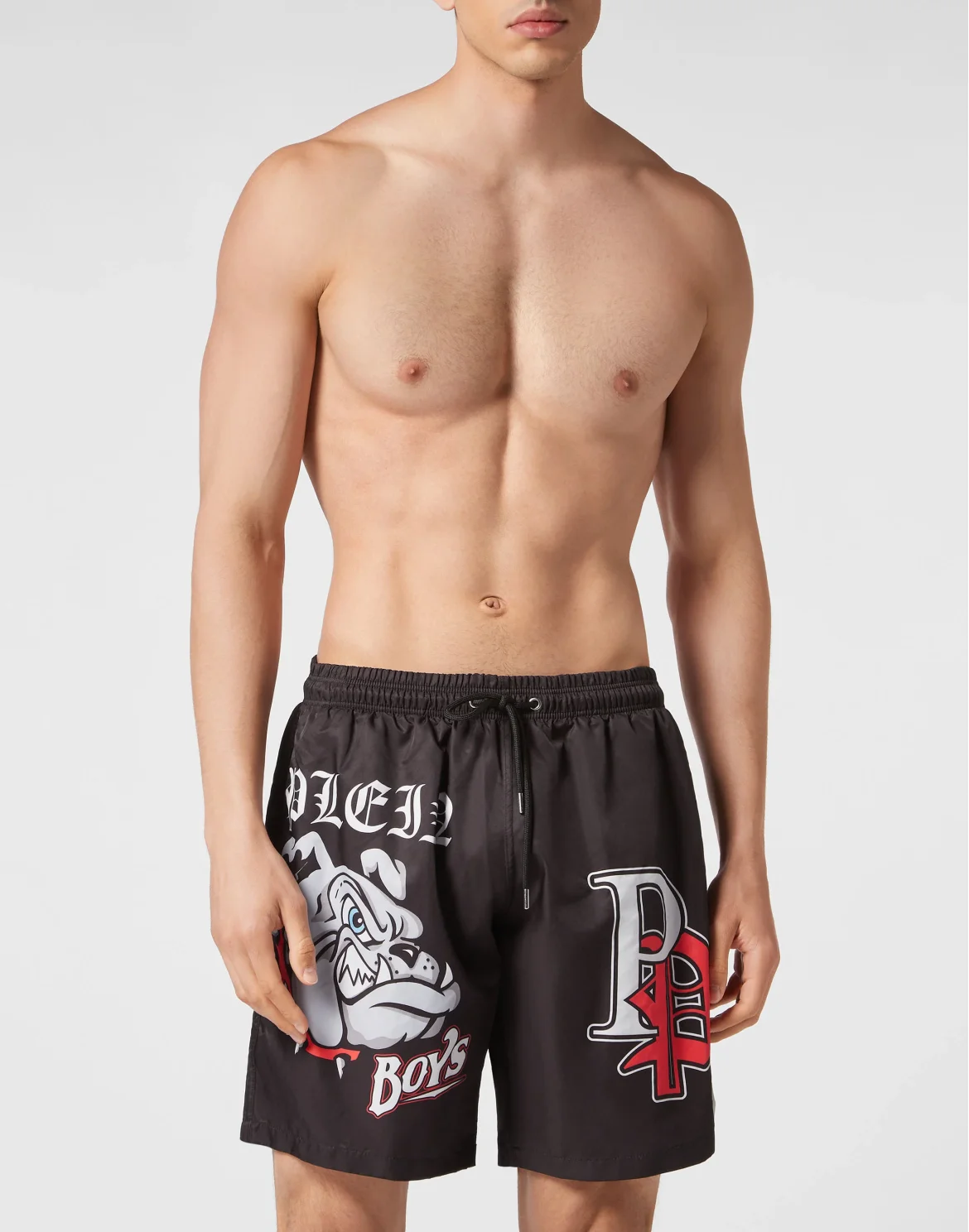 Jogging Shorts with Bulldog Print, цвет: Черный