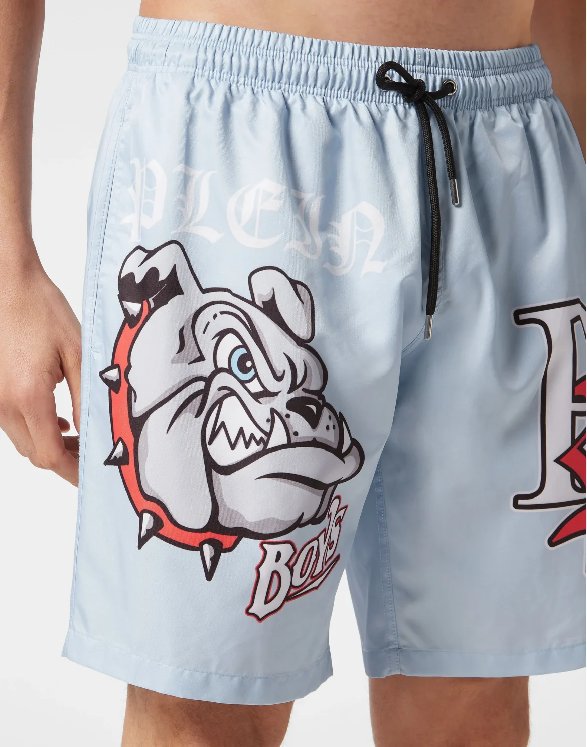 Jogging Shorts with Bulldog Print, цвет: Голубой