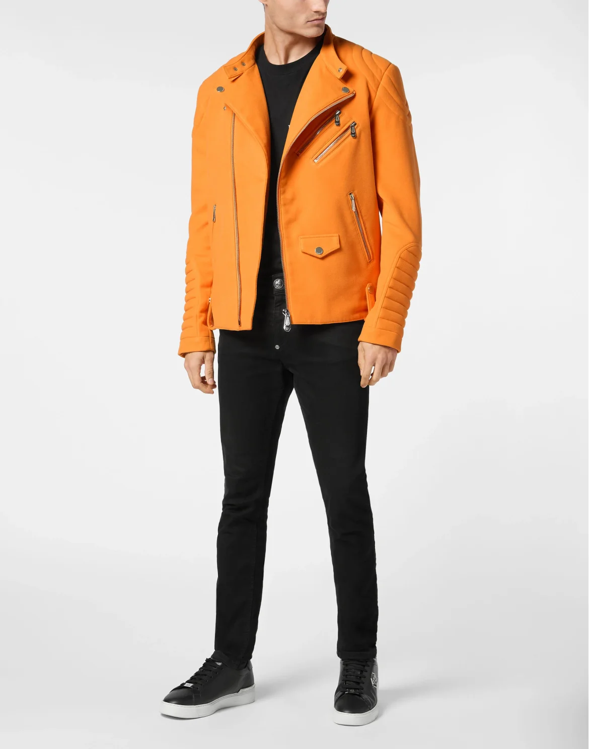 Woolen Cloth Biker Jacket Gothic Plein, цвет: Оранжевый