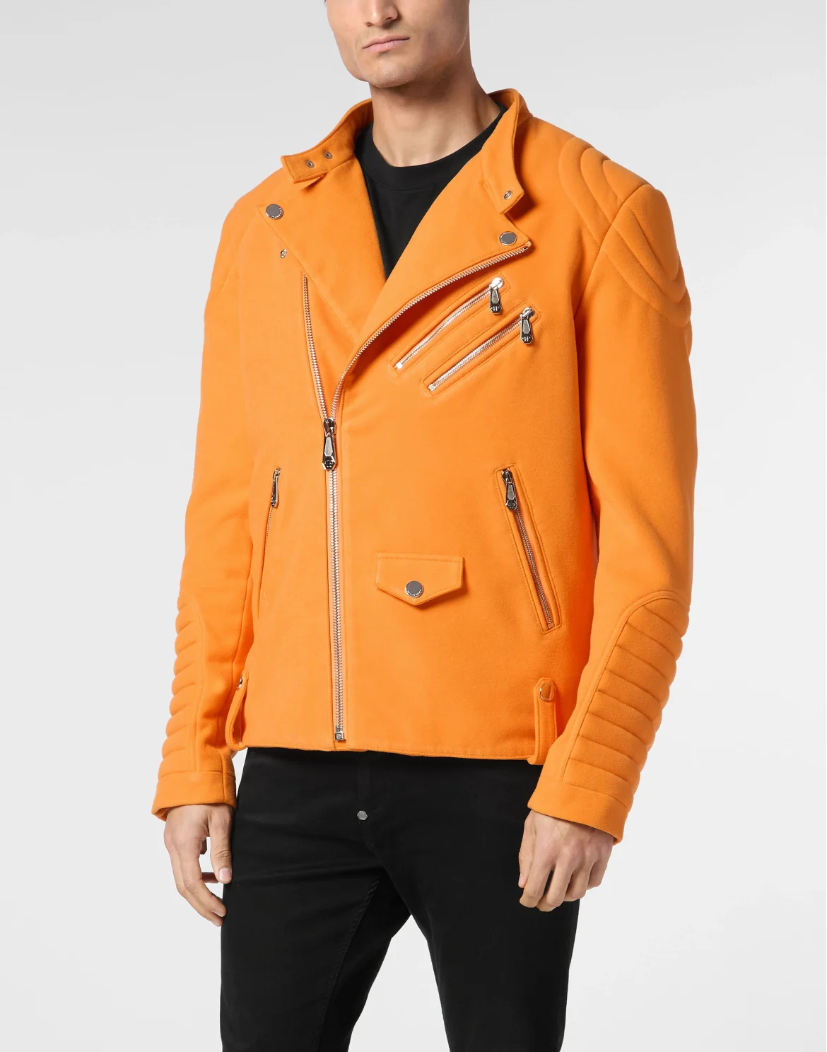 Woolen Cloth Biker Jacket Gothic Plein, цвет: Оранжевый