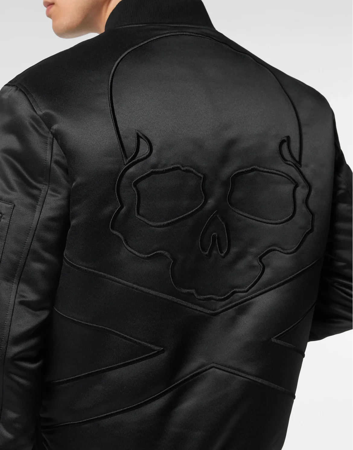 Satin Top Gun Bomber Skull&Bones, цвет: Черный