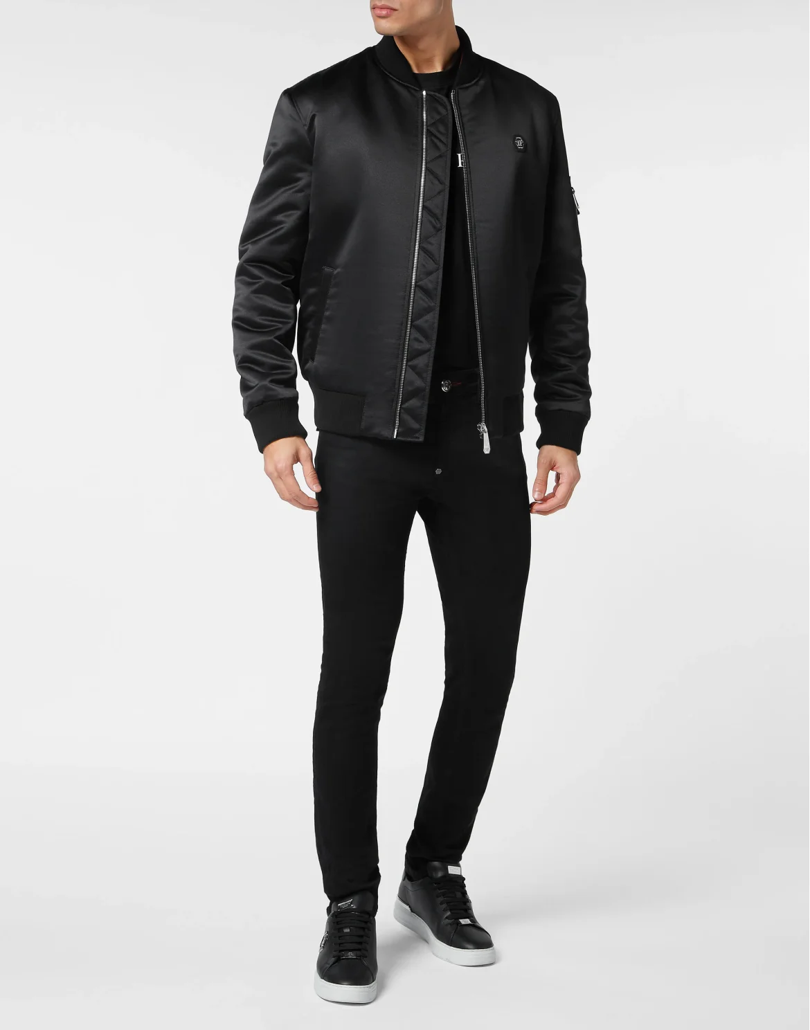 Satin Top Gun Bomber Skull&Bones, цвет: Черный