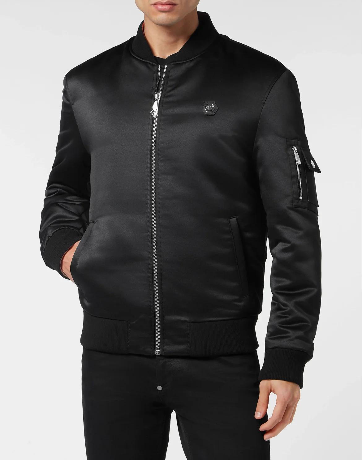 Satin Top Gun Bomber Skull&Bones, цвет: Черный