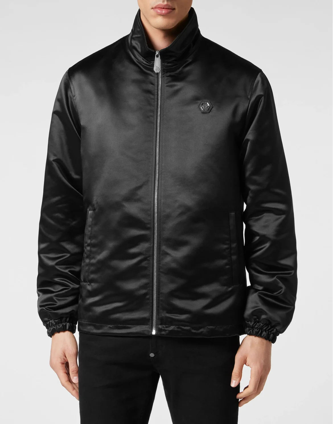 Satin Windbreaker, цвет: Черный