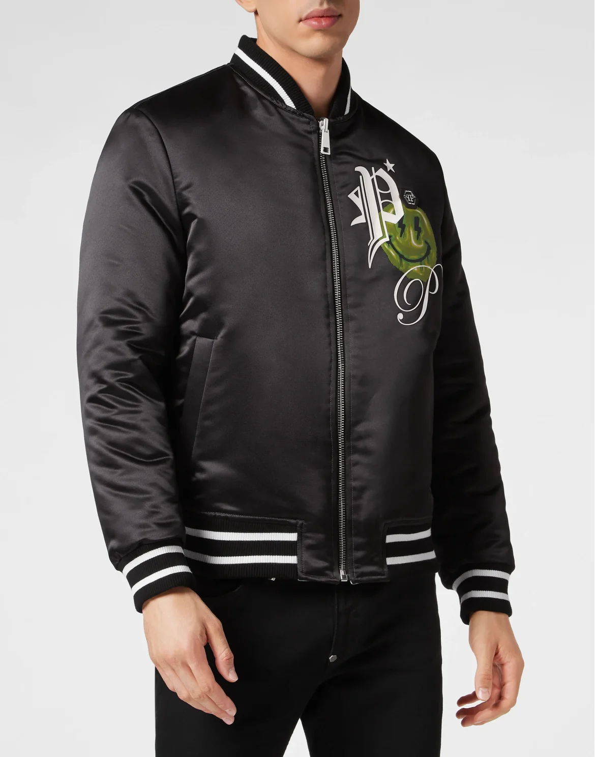 Satin Bomber Smile, цвет: Черный