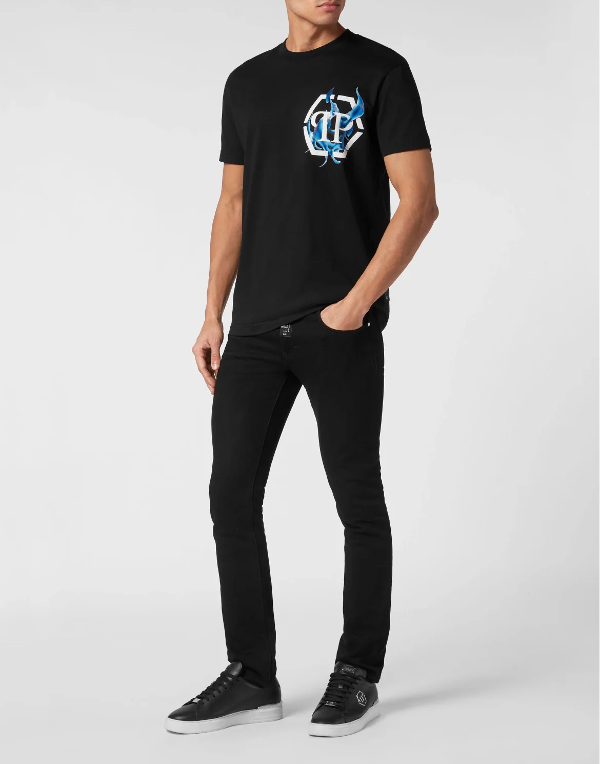 T-shirt Round Neck SS Flame Logos, цвет: Черный