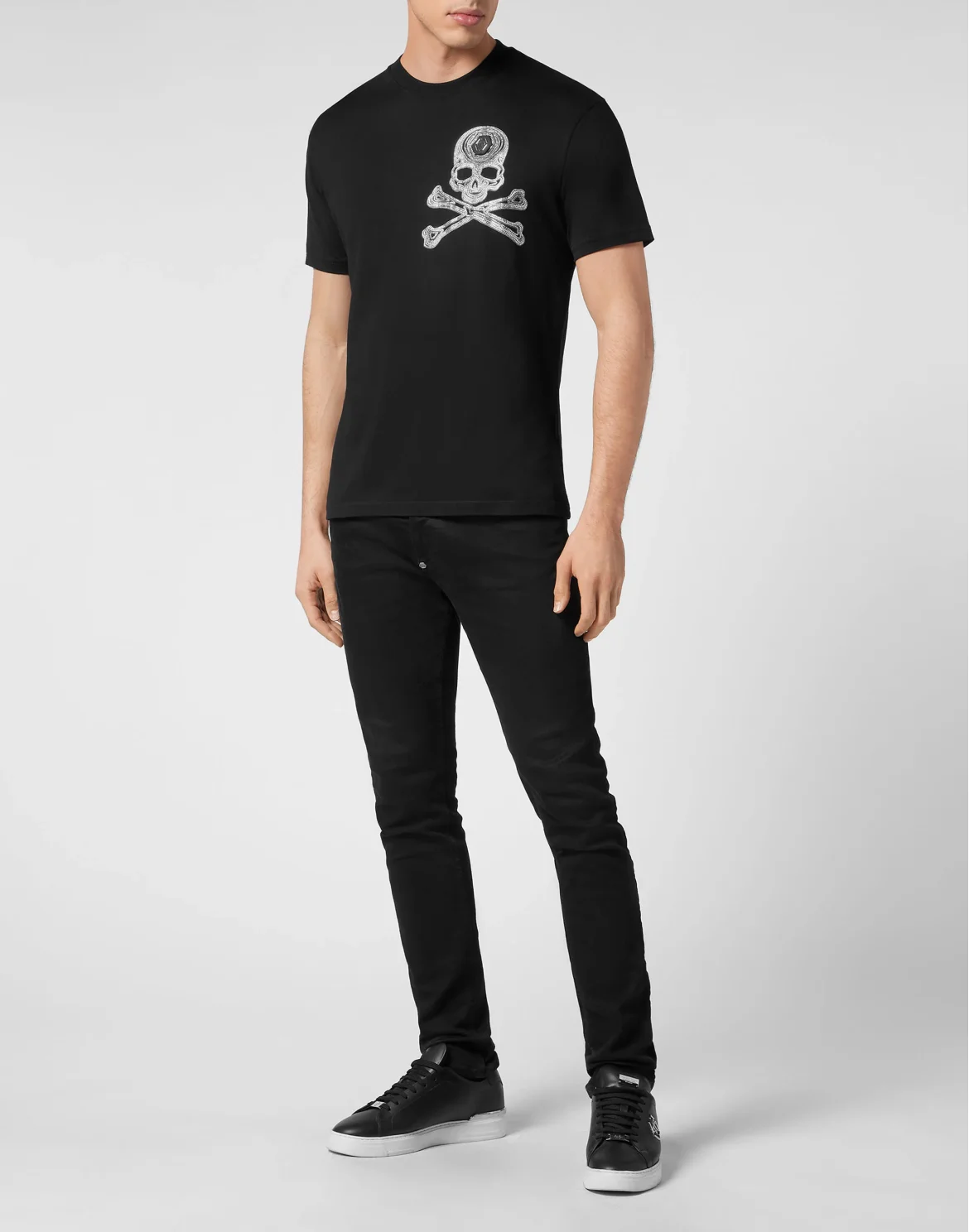 T-shirt Round Neck SS with Crystals Skull&Bones, цвет: Черный