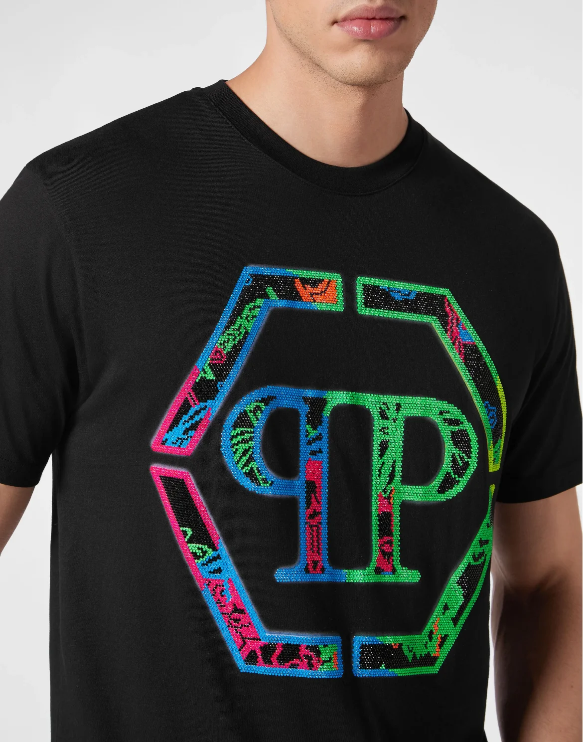 T-shirt Round Neck SS with Crystals, цвет: Черный