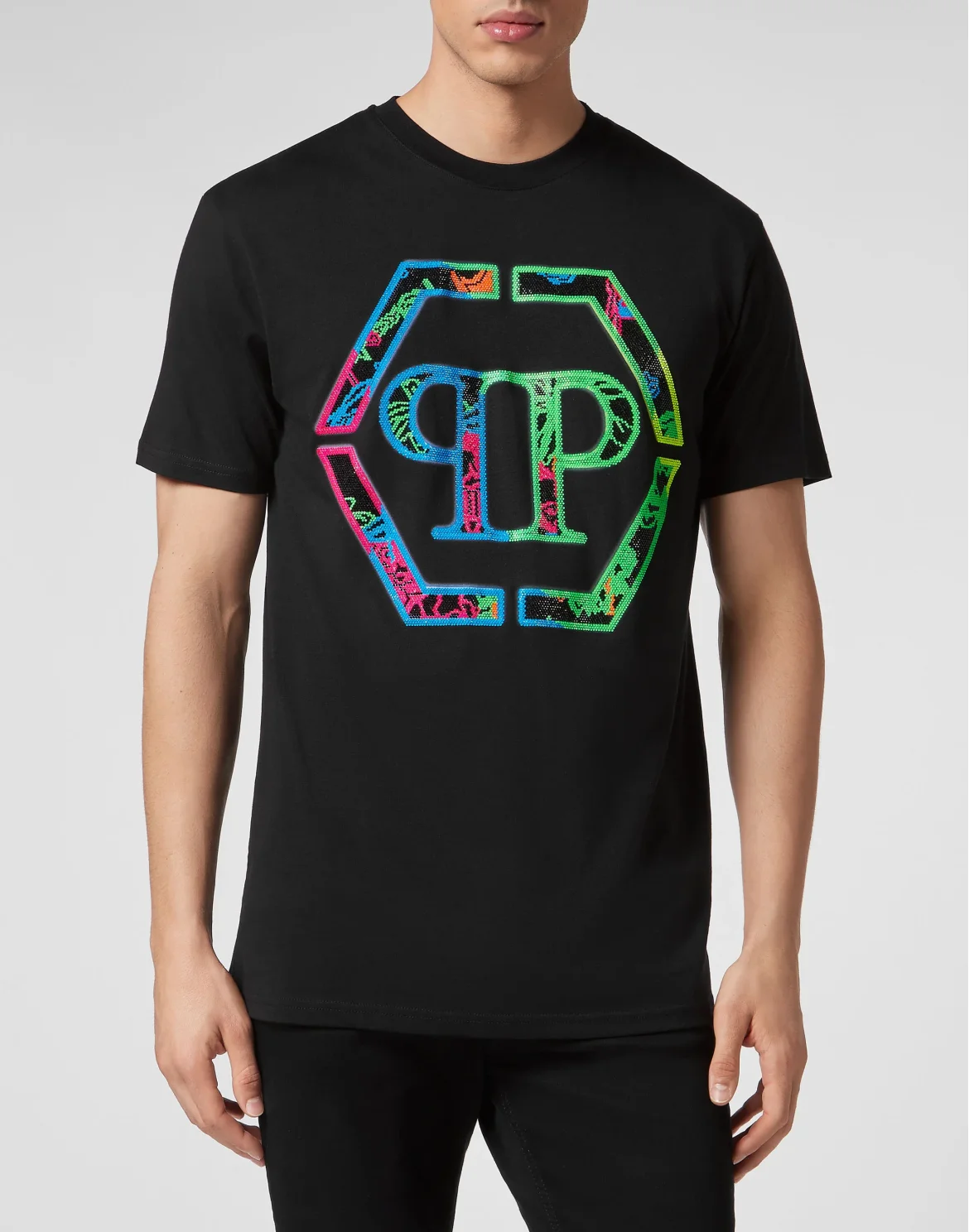 T-shirt Round Neck SS with Crystals, цвет: Черный