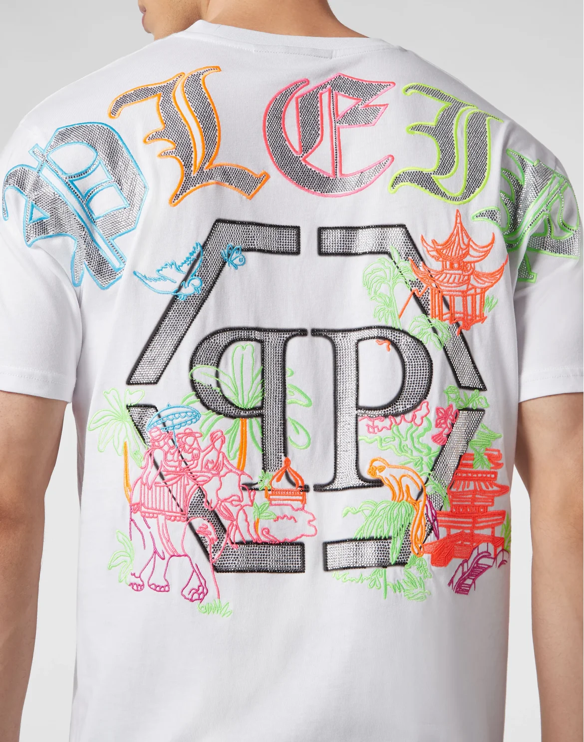 Embroidered T-shirt Round Neck SS, цвет: Белый