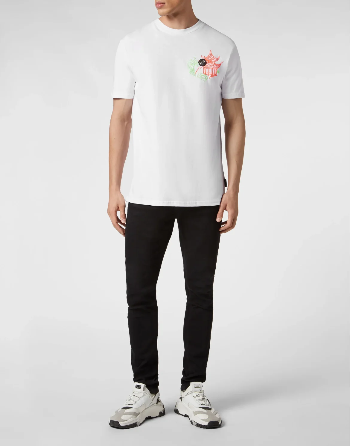 Embroidered T-shirt Round Neck SS, цвет: Белый