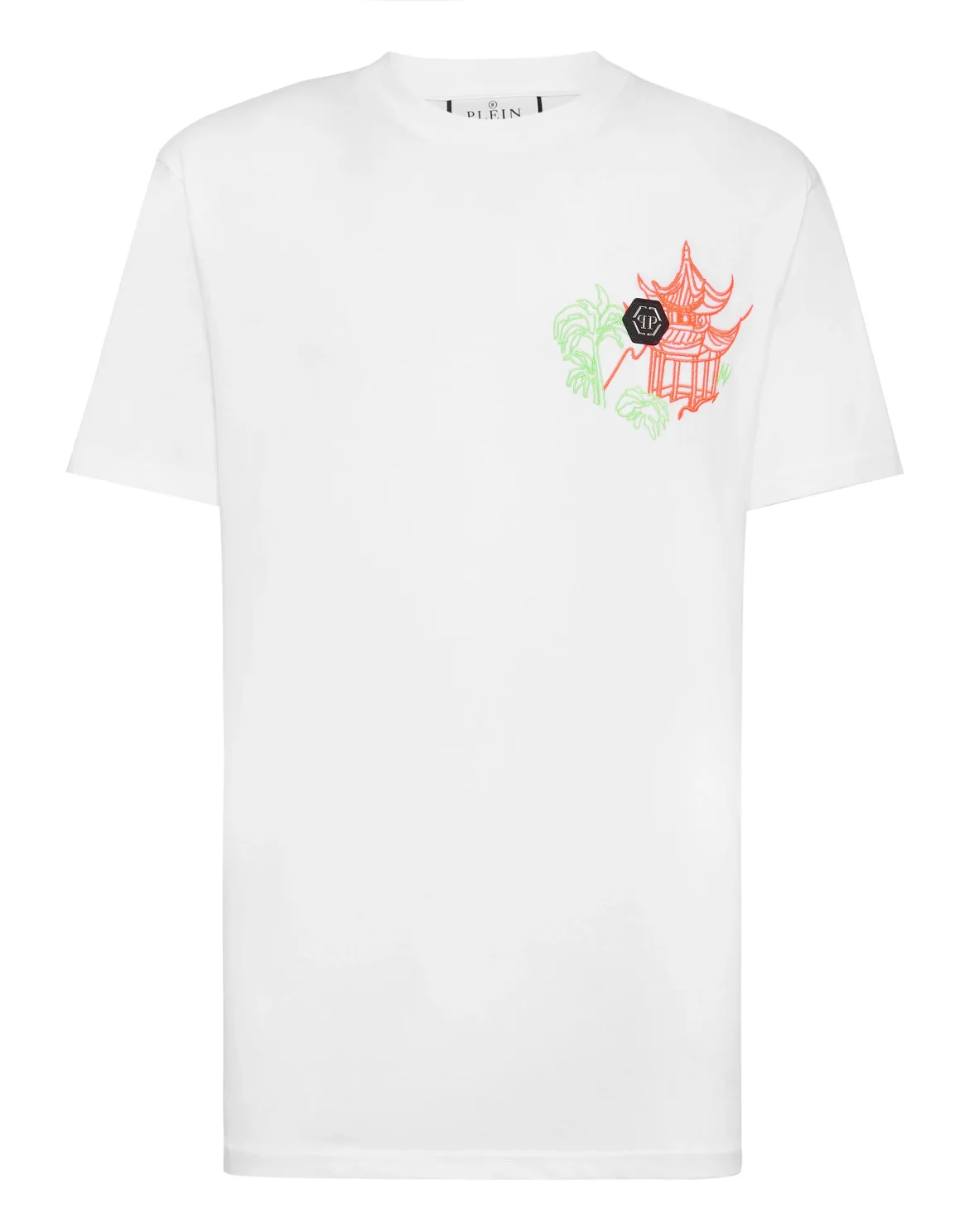 Embroidered T-shirt Round Neck SS, цвет: Белый